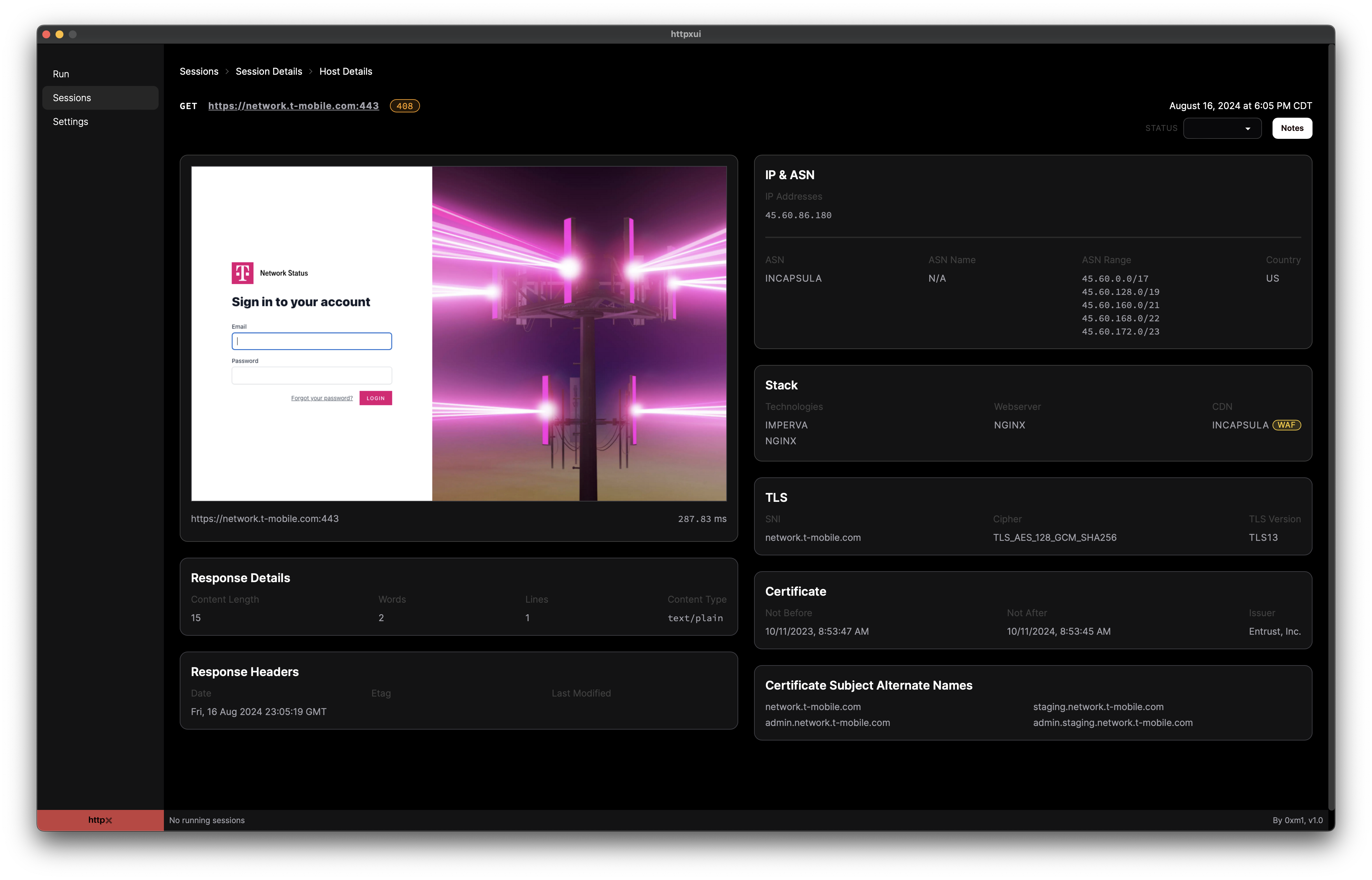 Endpoint Details screen